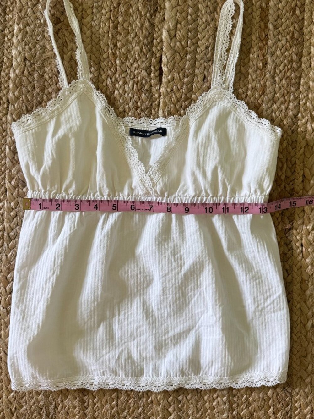 Brandy Melville Cream Lace-Trim Tank Top